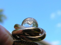 ..Vintage 12K Gold Filled, Rock Crystal Quartz Pool Of Light Ball Slide Necklace