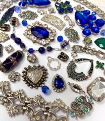 Lot Vintage & Modern Jewelry Parts Broken Repurpose Craft Rhinestones Harvest L