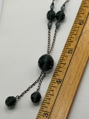 Sterling Silver Glass Blue Gray Bead Y Drop Necklace Lariat Italy 925 9.6 gram