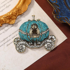 Luxury Full Crystal Women Vintage Pumpkin Carriage Buckle Pins Fashion Pin