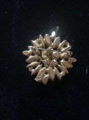 Vintage Pink Yellow Lavender Rhinestone Gold Tone Filigree Accents Brooch Unique