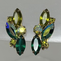 Vintage Juliana Demi Parure Brooch Earrings Leaf Layered Navette Set