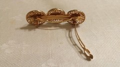Vintage Revlon Textured GT Metal Faux Pearl Cabochon Triple Circle Hair Barrette