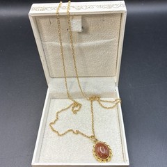 Vintage 12k Yellow Gold Filled Goldstone Pendant Necklace. Goes With Everything