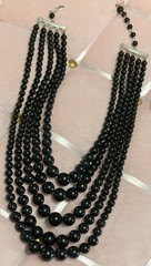 Vintage Signed Japan 1950’s-1970’s Multi Strand Black Lucite Choker Necklace