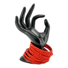 Vintage Coral Beaded Stack Cuff Wrap Bracelet Multi Strand Seed Bead Stretchable