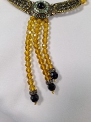 Stunning Art Deco Style LaVintage Necklace Faceted Glass Crystals Brass-tone