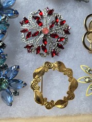 Lot of 10 Brooches/Pins Red Bird, Floral, Heart Misc # HH #18