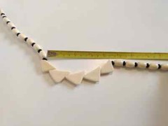 Vintage Plastic Necklace with Triangular Beads Retro Off-White Black