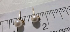 Vintage 14K Yellow Gold Akoya Cultured Pearl Diamond Stud Earrings Fine Estate
