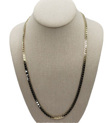 Heavy Double Layer Flat Square Link Chain Gold Tone Necklace Vintage Korea 1970s