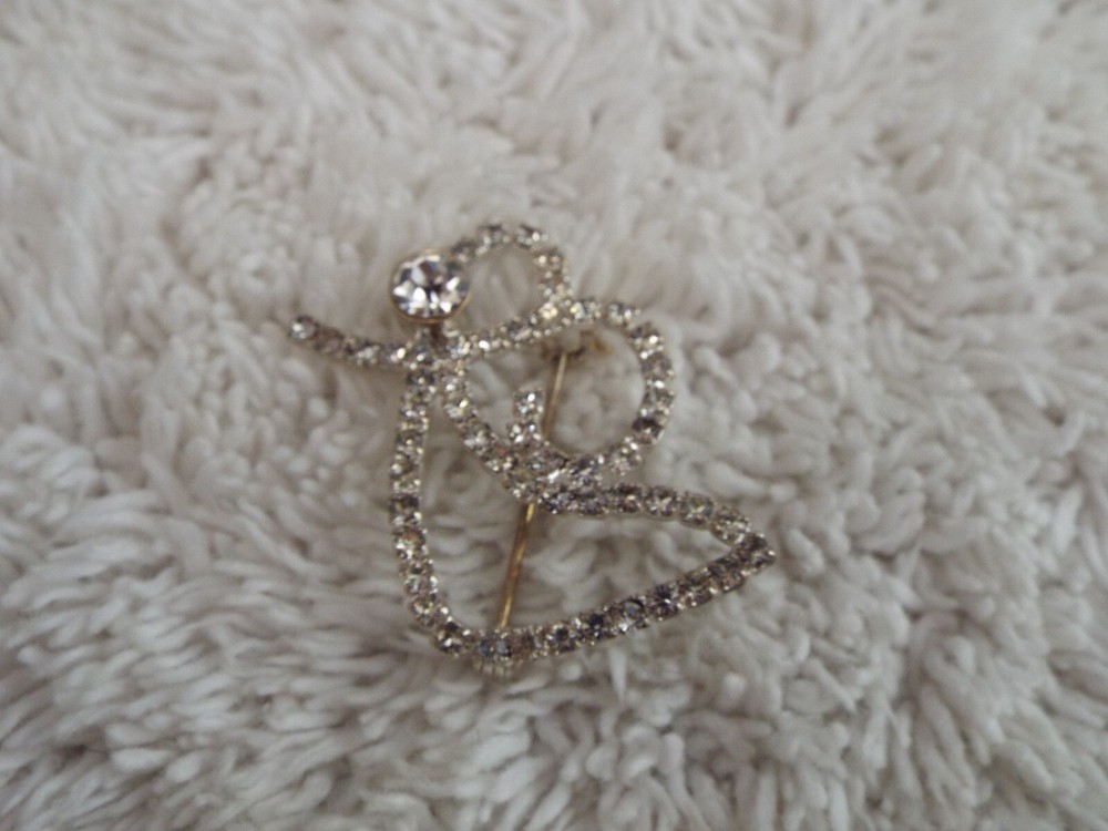 Silvertone Rhinestone Angel Pin (F47)