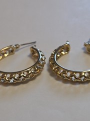 Unsigned Napier Gold-Tone Open Braided Hoop Earrings with Wire Snap Closure
