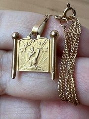 UNIQUE VINTAGE 14K TORAH 10 COMMANDMENTS MOSES PENDANT NECKLACE MADE IN ISRAEL