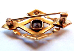 Antique Appraised 1920-30s Natural Seed Pearl Almandine Garnett 14K Gold Brooch