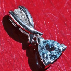 10k white gold pendant 1.07ct aquamarine diamond solitaire 1.50gr Leer Gem N363A