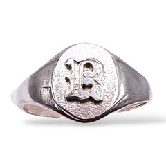 Initial Letter R Signet 925 Sterling Silver Child Baby Ring Size 3.25