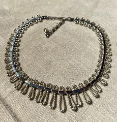 Vintage Coro Signed Necklace Pale Gold Tone Dangle Links Statement Excellent con