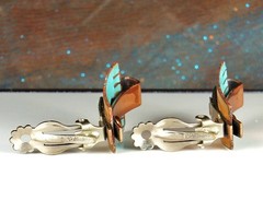MATISSE SCULTURA Blue Enamel Signed Set 1950s Wearable Art Abstract Modern 96.6g