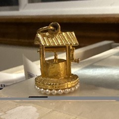 Vintage Gold Tone Wishing Well Pendant Charm