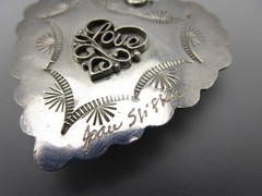LOVELY 1 5/8″ JOAN SLIFKA STERLING BLACK ONYX DOUBLE SIDED HEART PENDANT