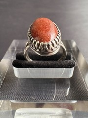 Vintage Silver Southwestern Style Goldstone Ring Handcrafted Ring Size 6 US