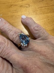 Vintage Sterling Silver Gold Plated London Blue Topaz Ring SZ6