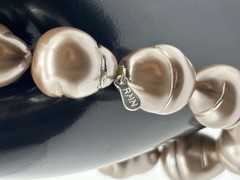 Vintage Roman Bracelet Extra-Large Faux Champagne Baroque Pearls Stretch, Signed