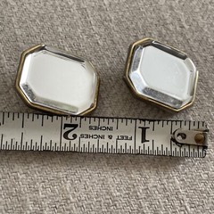 Vintage Gold tone Octagon Rhinestone Bold Statement Clip-on Earrings Mirrored