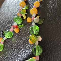 VINTAGE Fruit Salad Glass Bead Necklace 18 In. Barrel Clasp NICE
