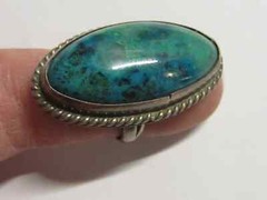 Sterling Silver Chrysocolla Green Gemstone Ring Signed JLL Guad.Jal.Mex Plata