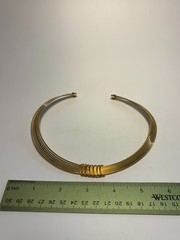 Vintage Choker Collar Necklace Gold Tone with Unique Metalwork Details See Pics