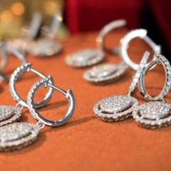 Oval Halo Drop Wedding Earrings 2.4 Ct Simulated Diamond 14K White Gold Plated