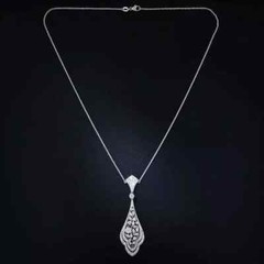 Art Deco Style Round Cut Lab Created Diamond Wedding 14K White Gold FN Pendant