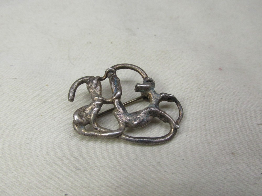 Vintage Sterling Silver Brutalist Swirl Pattern Brooch 1 1/8 x 7/8″ #636