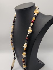 Vintage Artisan Beaded Necklace Bone Shell Agate Boho Tribal Statement