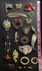Vintage to Modern Mixed Metal Rhinestone Brooch Pin Lot – Set of 20 Brooches