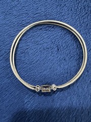 Marathon Signed Sterling Silver 925 Triple Band Blue Crystal Bracelet, 8in Long