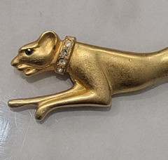 Vintage Jackie Collins Cougar Cheetah Jaguar Cat Brooch Green Rhinestone Eyes