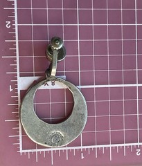 Vintage 1950s Mexico Sterling Silver Abalone Crescent Hoop Screw-Back Earrings