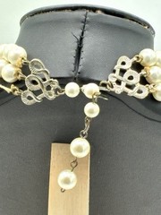 Vintage 3 Strand Graduated Faux Pearl Necklace Filigree Clasp 15 Inch As Is