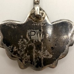 Vintage Signed PW Blue Stone Floral Cluster Pendant | Unknown Material