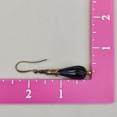 Vintage Czech Glass Bead Pierced Earrings Blue Teardrop Dangles Gold Tone 2.25″