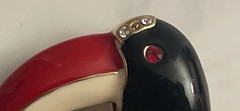 Vintage Toucan Bird Rhinestone Gold Tone Enamel Brooch Pin Gar5-23