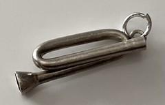Vintage Sterling Silver Bugle Musical Band Brass Horn Instrument Pendant Charm