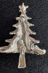 Rhinestone Christmas Tree Brooch Pink Green Blue Retro Holiday Pin