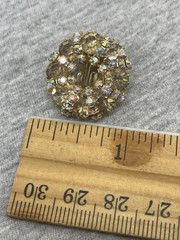 Vintage Signed Weiss Goldtone Clear And AB Crystals Rhinestones Clip On Earrings