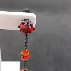 Stunning Japanned Hinged Clip On Earrings with Aurora Borialis AB Crystal