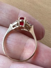 VINTAGE SOLID 10K GOLD RUBY RED WHITE CZ CUBIC ZIRCONIA RING ENGAGEMENT WEDDING