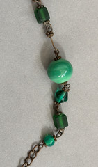 Antique Vintage Early Art Deco Czech Flapper Necklace Green Glass Beads Beaded